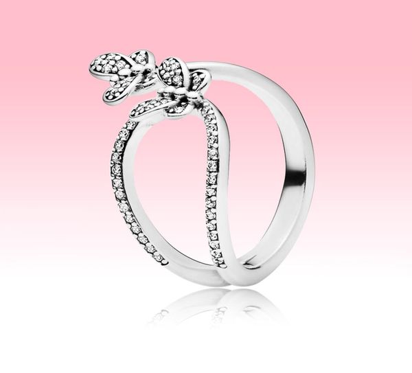 

new sparkling butterfly open ring women grils summer jewelry for 925 sterling silver cz diamond wedding rings with original box2106396, Slivery;golden