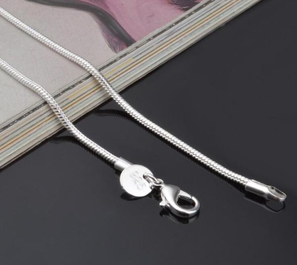 

2mm 925 choker sterling necklace silver chains lobster clasps necklacesfor women men jewelry size 16 18 20 22 24 inches6412279, Golden;silver
