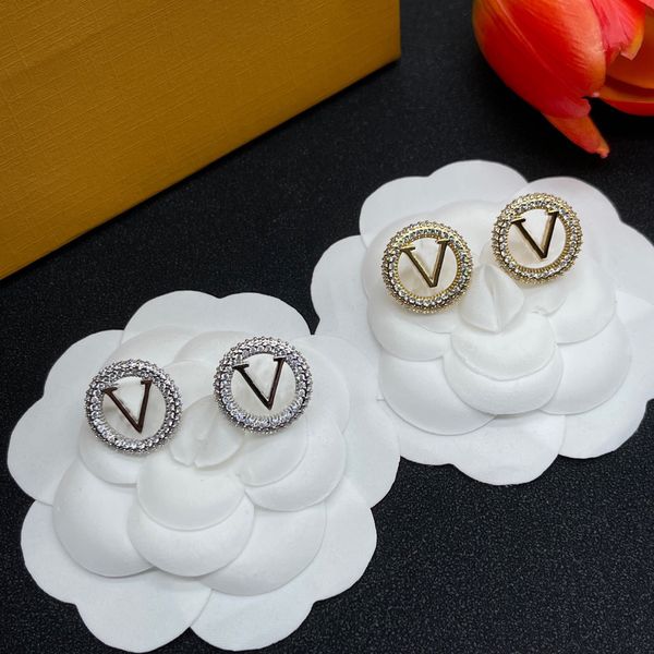 

luxury jewelry charm stud earrings gold plated agate hoop engagement for bride wedding party gifts lover clover non-fading c gifts wholesale, Golden