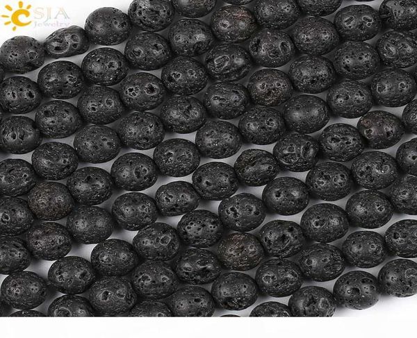 

csja discount 8mm pure black beads lava rock loose natural healing stone beads for making male female necklace bracelet jewelry di8229746