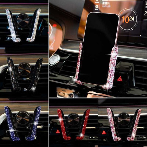 

car holder crystal car phone holder women car air vent mount clip mobile phone holder stand in car bracket interior accessories r230626