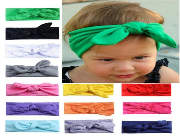 

ins baby girl bunny ear headband lovely spandex bow headbands solid color rabbit ear hairbands hair band elastic knot hair accesso4073480, Slivery;white