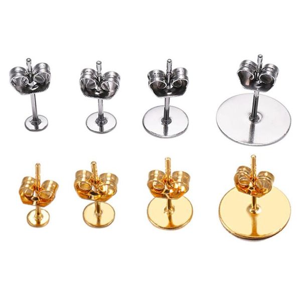 

20100pcslot gold stainless steel blank post earring studs base pins with earrings plug findings ear back for diy jewelry making9639609, White