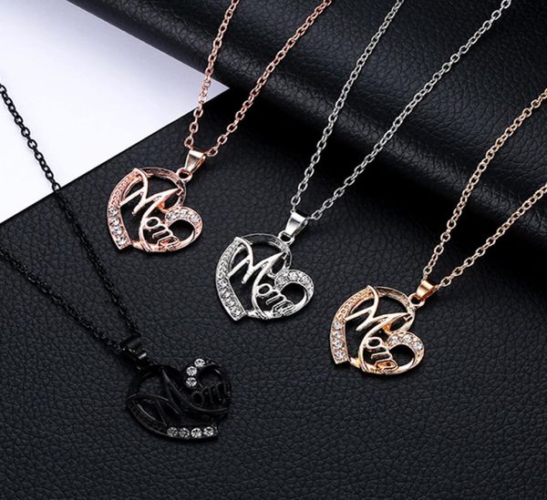 

mom necklace mother039s day gift for mom hollow out gold silver alloy metal crystals necklaces heart pendant necklace1242795
