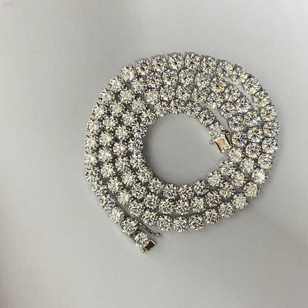 

hq gems 20 inch 5mm silver moissanite tennis chain 5mm men pip hop necklace