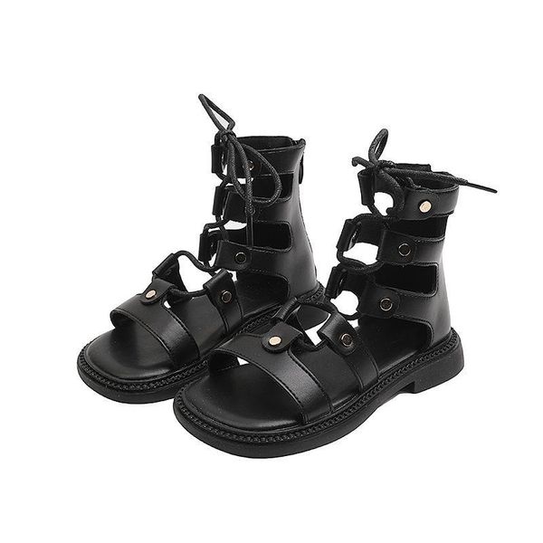

boots kids shoes children casual footwear summer girls wind tall sandals fashion anti-slip roman f14931, Black;grey