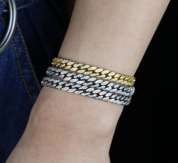 

hip hop bling iced out 6 5mm width bling cubic zirconia miami cuban link chain 5a cz bracelet for women jewelry y111927709391013, Black