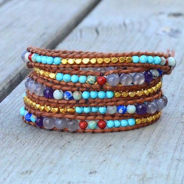 

bangle mixed size natural stones bracelet boho multi layered bracelet for girl's and woman's gift dropshipping, Black