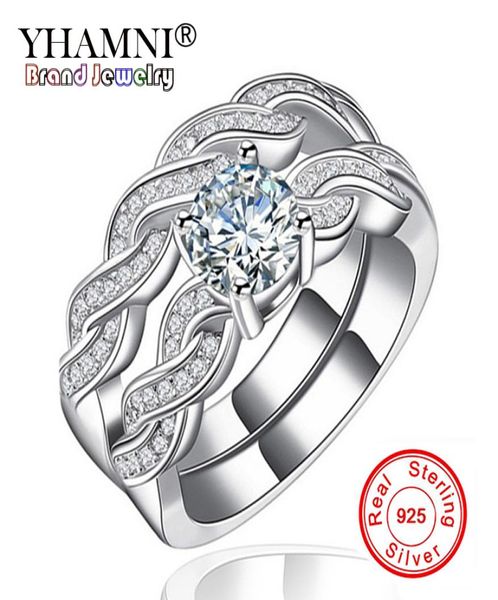 

yhamni fine jewelry classic marquise cz diamond 2 rings sets solid 925 silver band wedding ring party jewelry for women kr1275041777, Slivery;golden