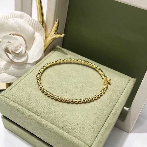 

bangle 2019 fashion classic brand bangle luxury rose gold silver color polishing beads bracelet for women party designer jewelry, Black