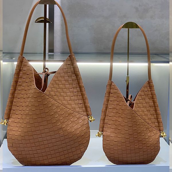 

solstice handbag purse braid weave tote shopping bag plain shoulder bags genuine leather fashion letters multiple colors handbags two size r