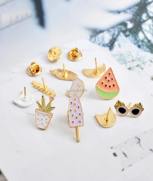 

sunglass feather ice cream pot lapel pin enamel brooches pins jeans bag badge for women men fashion jewelry3345712, Gray
