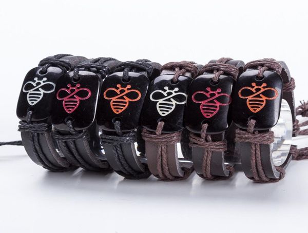 

bee leather bracelet popular handmade bracelets for men and women save earth bracelet9101212, Golden;silver