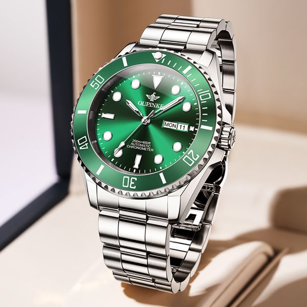 

high-quality automatic mechanical watch steel large dial 41mm luminous men luxury watch solid buckle gold watch men and women fashion watche, Slivery;golden