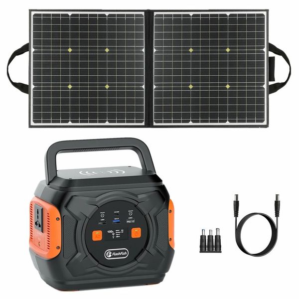 

eu/us direct flashfish a301 320w 80000mah portable power station set with 100w solar panel for outdoor emergency power supply