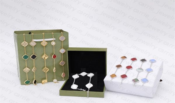 

designer bracelets clover classic bracelet fashion five flower for man woman gold silver option 18 color 691809, Golden;silver