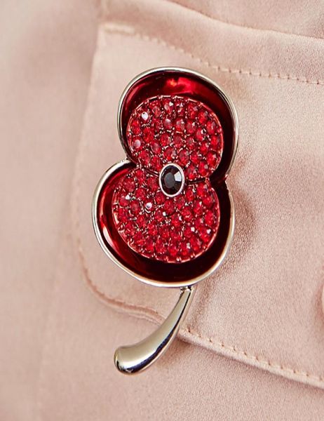 

the poppy collection red enamel rhinestone crystal diamante poppy brooch3811247, Gray