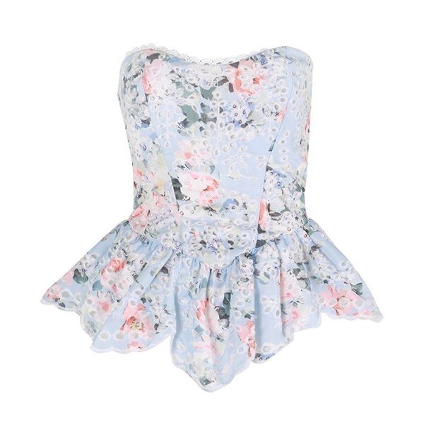 

basic casual dresses runway designer ruffle hollow out embroidery woman tank floral print pleated backless slim 230625, Black;gray