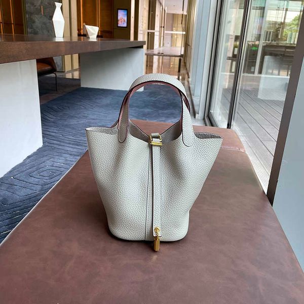 

wholesale designer h ormes totes handbags colored genuine leather vegetable basket bun head layer cowhide bucket bag casual handbag pure wom