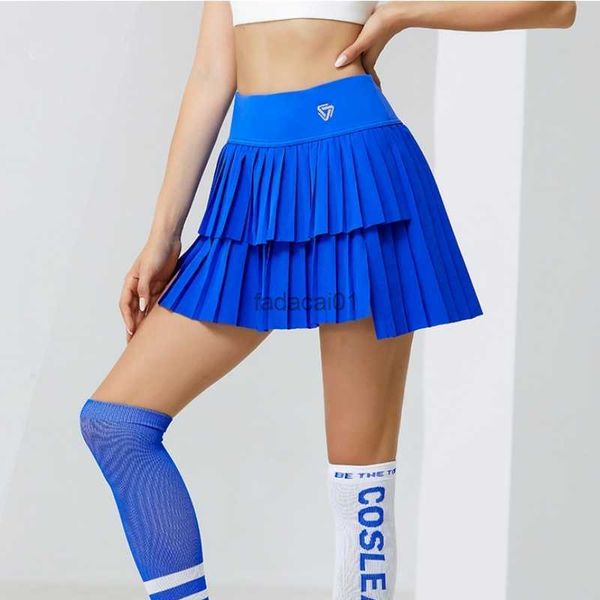 

women high waist double layer pleated skirt sports golf tennis skirts gym fitness running yoga soft short athletic workout skort, Black