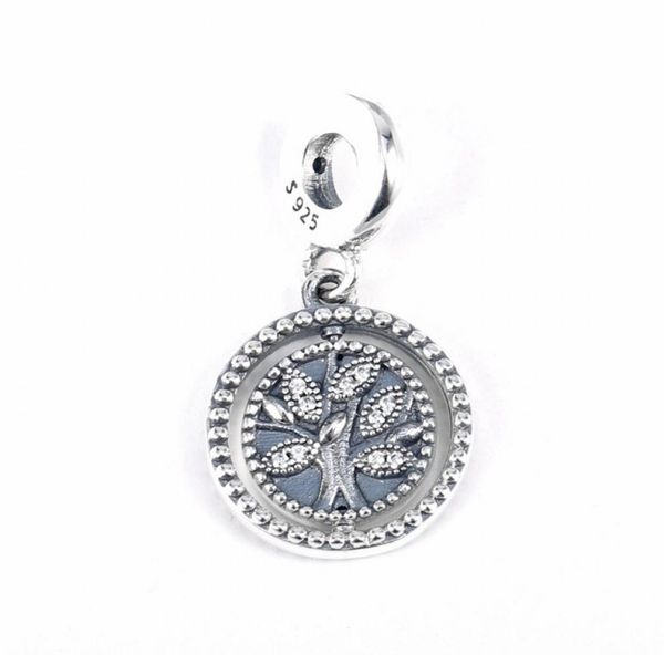 

new authentic 925 sterling silver charm spinning tree of life with crystal pendant beads fit european bracelet bangle diy fashion 9665650, Black