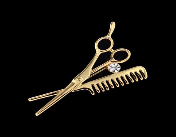 

trend fashion accessories comb scissors corsage brooch pin simulated rhinestone decoration accessory6773299, Gray