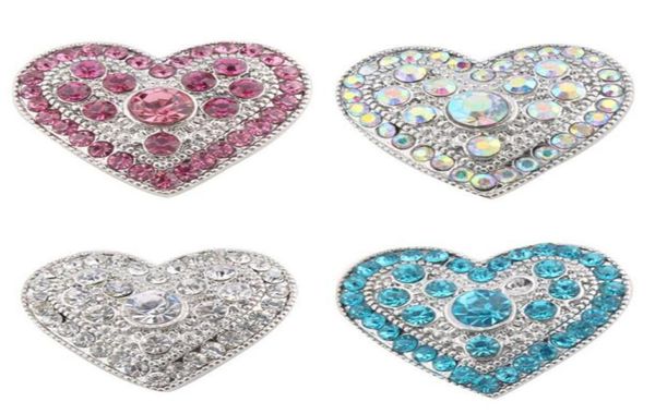 

10pcs 18mm snap button jewelry diy crystal heart pattern snap button charms fit women snap bracelet jewelry2975409, Bronze;silver