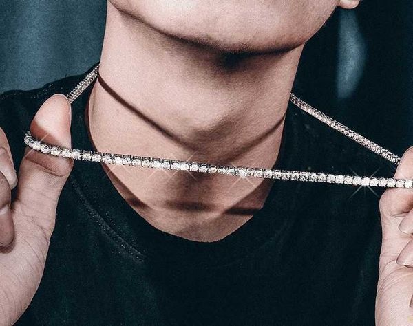 

bling luxury vvs moissanite jewelry 925 silver tennis chain charm necklace jewelry iced out tennis diamond necklace men