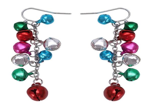 

multicolor silver tone christmas jingle bells dangle earrings chandelier3284467