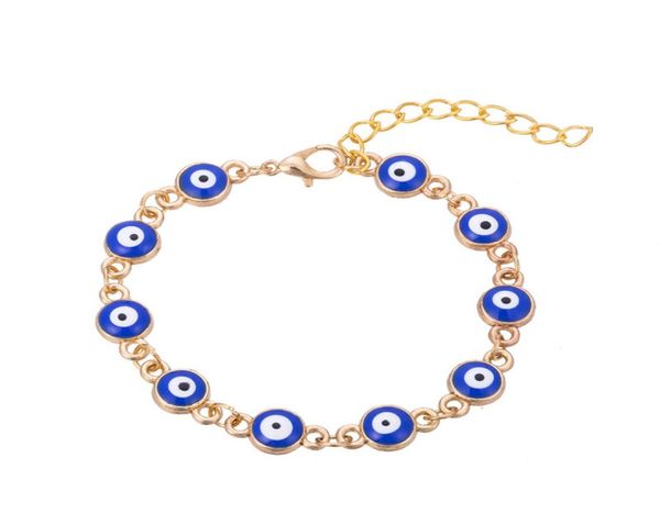 

gold plated evil eye link chain bracelet for women red blue beads bracelets turkish lucky jewelry accessories3918817, Black