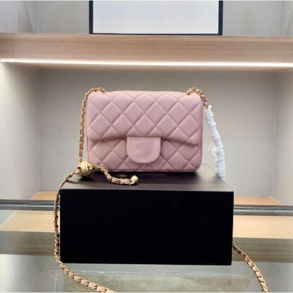 

Designer 5A Quality Brand Woman Handbag Real Leather Sheepskin Cross Body Bag Gold or Sier Chain Slant Shoulder Handbags Purses s, Blue