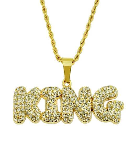 

mens iced out necklace fashion hip hop jewelry gold silver ed rope chain personality alphabet letter king pendant necklace gi8095884