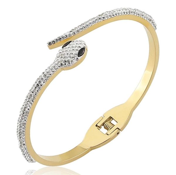 

stainless steel jewelry crystal cute bracelets head opening bangle for women's love gifts wholesale 2110075235818, Black