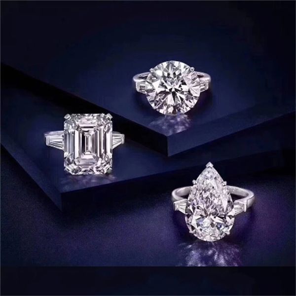 

handmade diamond cz promise ring real 925 sterling silver engagement wedding band rings for women men luxury party jewelry gift, Slivery;golden