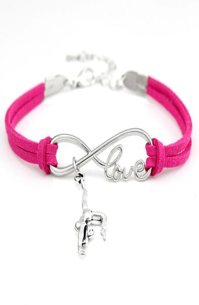 

gymnastics gym sports heart infinity love charm bracelets pink blue women men girl boy jewelry gift 20 colors to choose4764535, Black