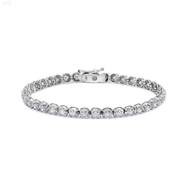 

real soild sterling 925 silver hip hop tennis bracelet round cut 4mm vvs moissanite tennis bracelet chain