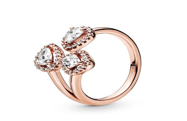

925 sterling silver cz diamond geometric shape open ring luxury designer jewelry rose gold engagement women rings with logo and or1156563