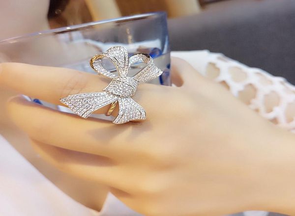 

europe and the united states hollow out micro zircon inlaid rose gold butterfly ring women fashion exaggeration color preserving a8487762, Golden;silver
