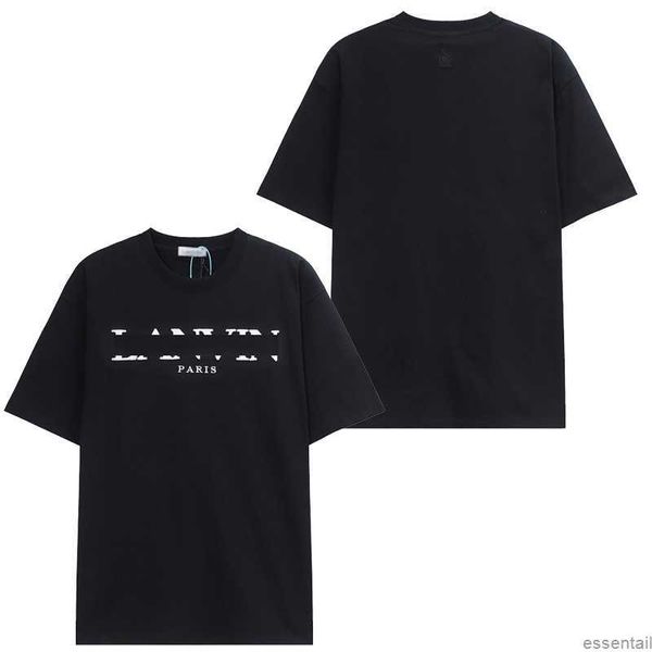 

summer men's t-shirts embroidery lanvins letter designer short-sleeve tees casual women's pure cotton sports thirts white black fa