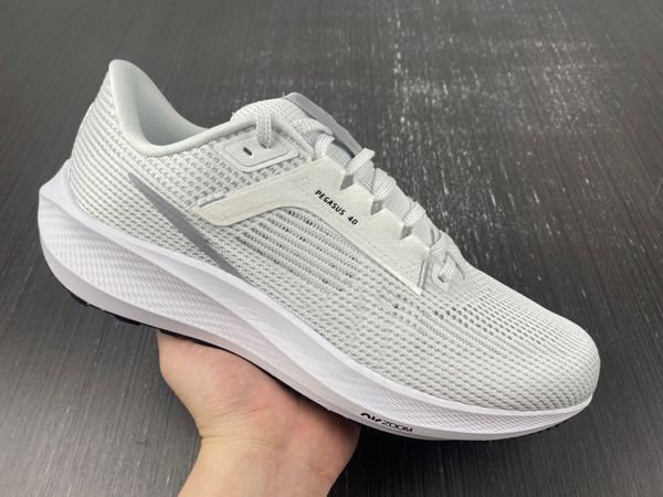 

zoom pegasus 40 casual running shoes mens white wolf grey dv3853-102 designer jogging sneakers 39-45, Red;white