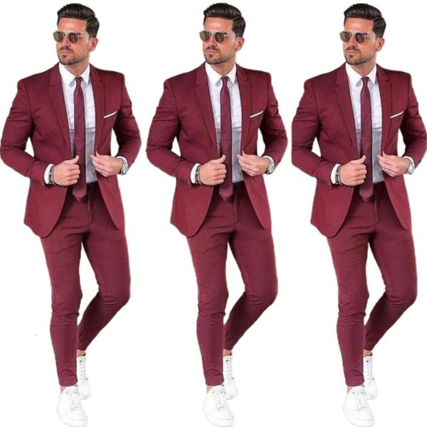 

men's casual shirts notched lapel custom burgundy men suit blazers for party prom elegant 2 pieces jacket pants groom wedding suits men, White;black