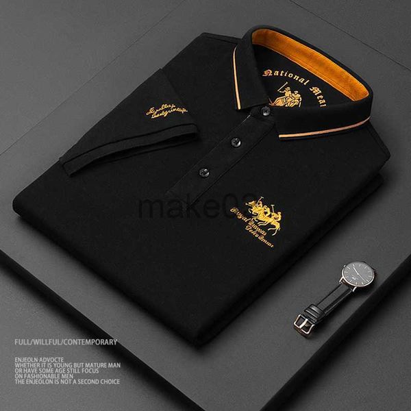 

men's casual shirts men's 100cotton embroidered shirt summer new highend business casual lapel short sleeve poloshirt for men x062, White;black