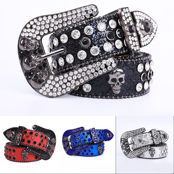 

skull designer belt full shiny diamonds bb luxury belts for lady leather party funny cinture classic popular delicate details luxury belt ve, Black;brown