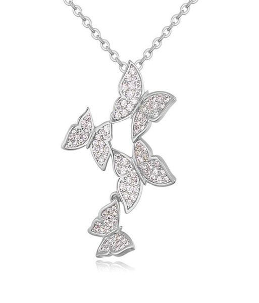 

1111 new design butterfly pendant necklace micro paved with cubic zircon collar for women bijoux accessories jewelery gift1228317, Silver