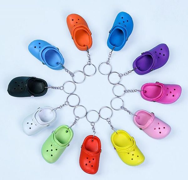 

12 colors 3d mini shoe keychain eva shoes srocs key chain clog sandal party favors keychains cute eva plastic foam hole sandals slippers key, Silver