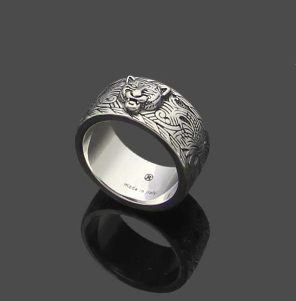 

europe america retro style men lady women titanium steel silver plated engraved tiger head g letter lovers wide rings size694432881, Golden;silver