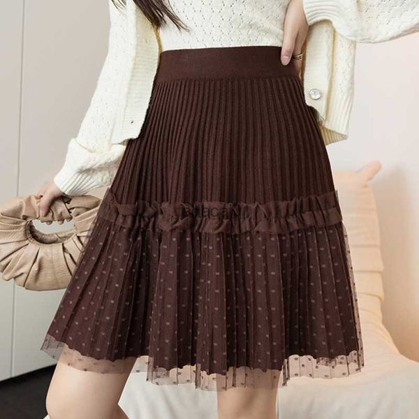 

ljsxls women short tulle pleated skirt spring summer elastic high waist skirts womens 2021 solid elegant aline skirt clothes l230621, Black