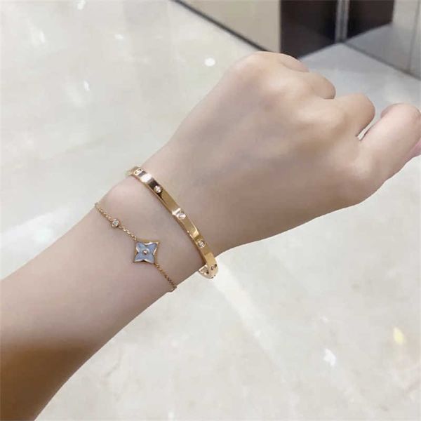 

original designer classic rose gold screw couple bracelet plated with 18k gold wide and narrow edition handpiece for women v gold diamond br, Black