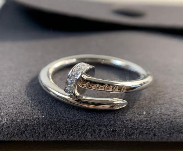 

nail ring v gold 18k never fade luxury brand official reproductions with box couple rings exquisite gift anti allergy ring us size1442758, Silver