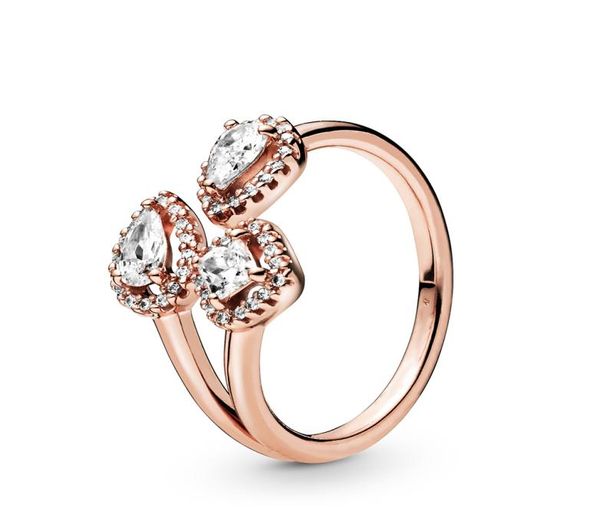 

925 sterling silver cz diamond geometric shape open ring luxury designer jewelry rose gold engagement women rings with logo and or7980584